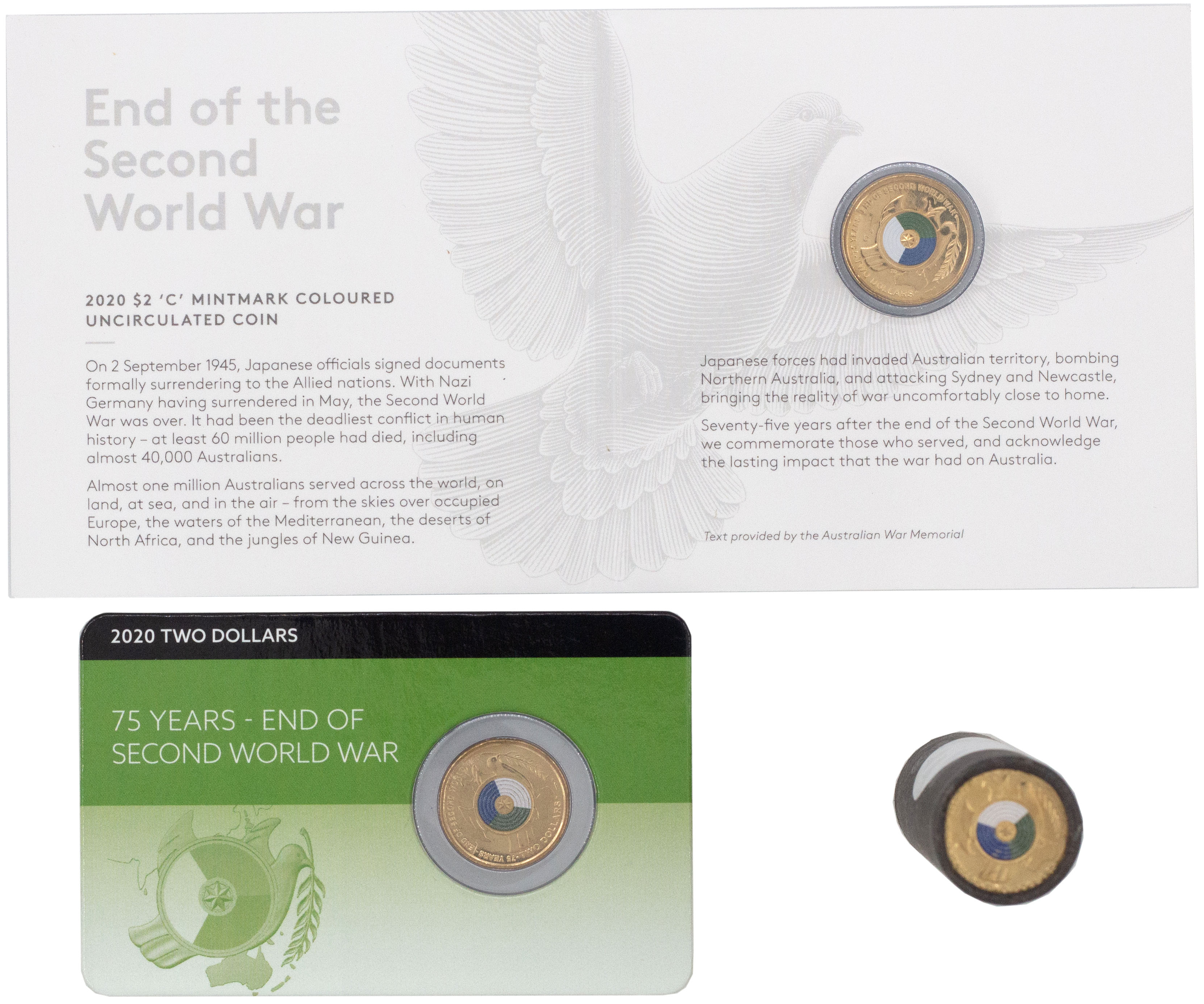 Elizabeth II, 75th Anniversary of the End of WWII, Two Dollars, 2020, UNC