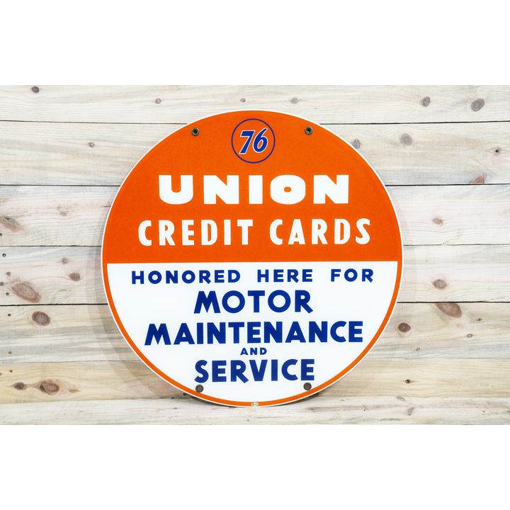 30" Union Credit Cards Double Sided Porcelain Sign TAC 9.75 & 9.25