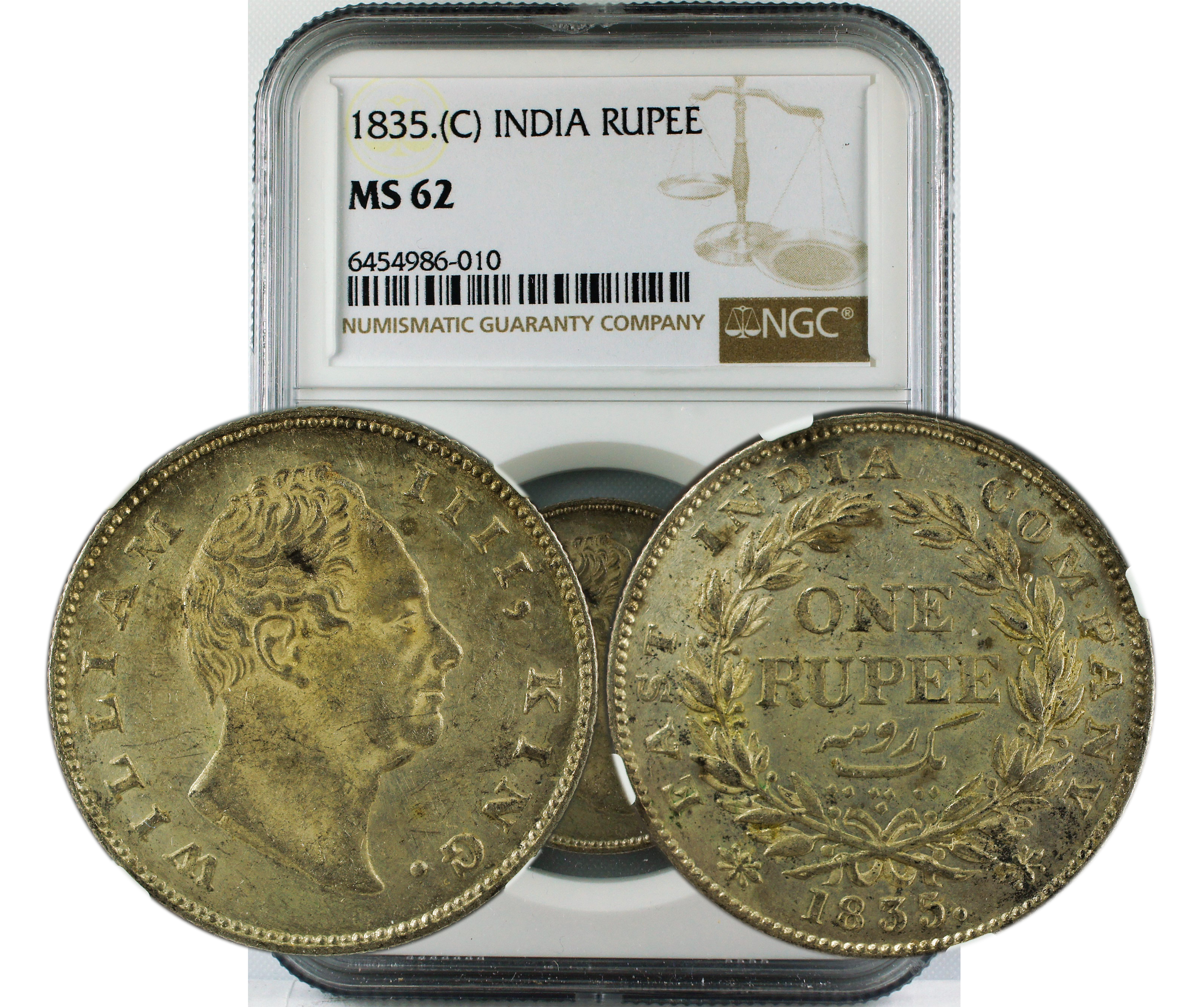 1835 C INDIA RUPEE MS62