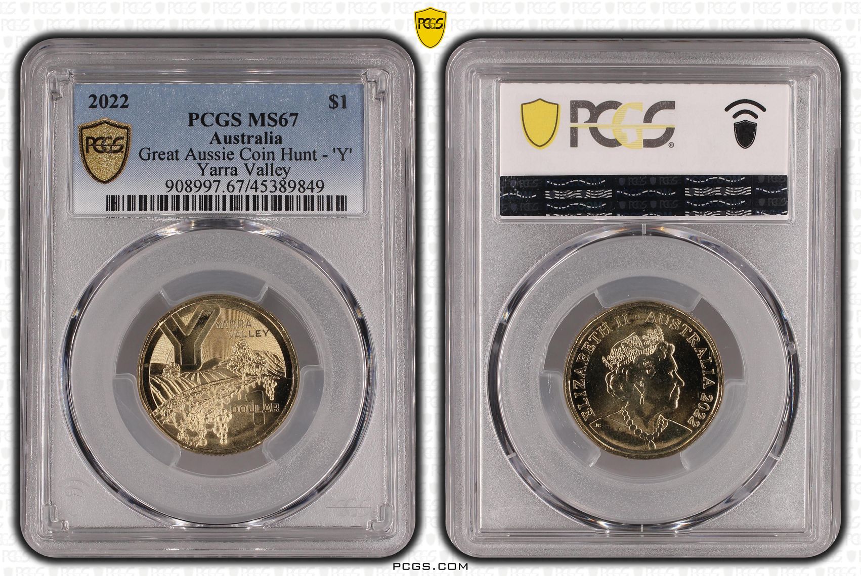 2022 Australia One Dollar, $1 Great Aussie Coin Hunt - 'Y' PCGS - MS67 POP 3/0 -849
