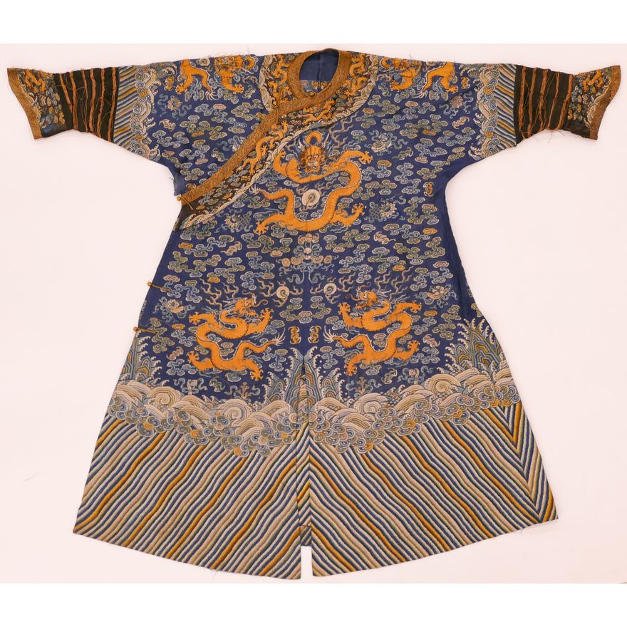 Chinese Imperial Silk Embroidered Dragon Robe
