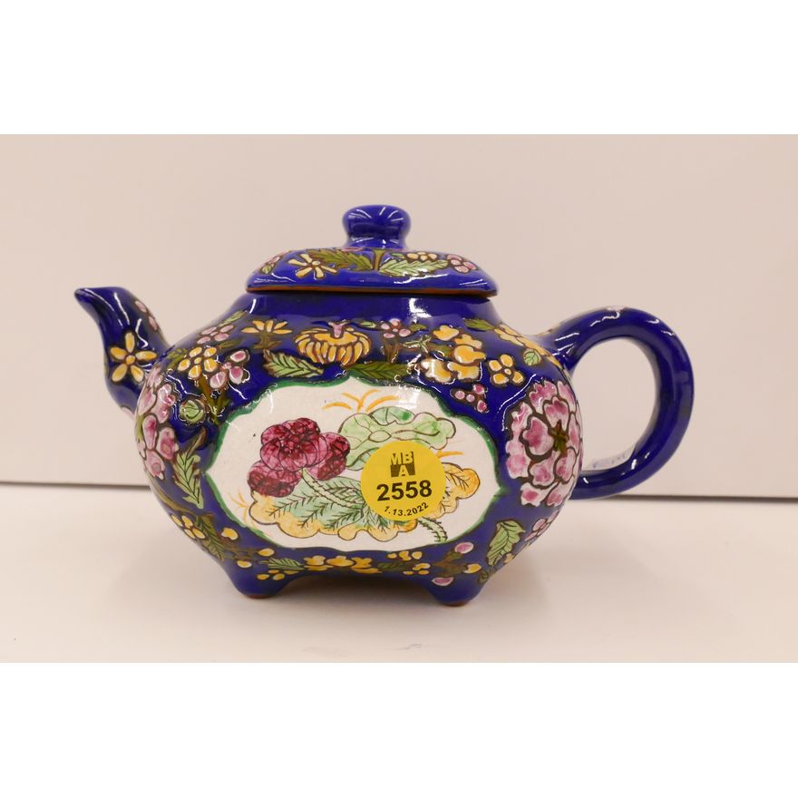 Chinese Enameled Yixing Teapot- 4x7''