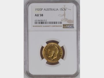 1920 GEORGE V PERTH MINT GOLD SOVEREIGN AU58