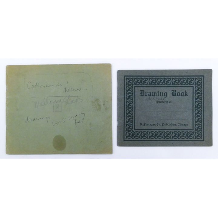 2pc Melville Wire 1920's Drawing Sketchbooks 8''x9.5'' Largest