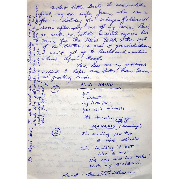 HONE TUWHARE, Archive of Letters and Poems.