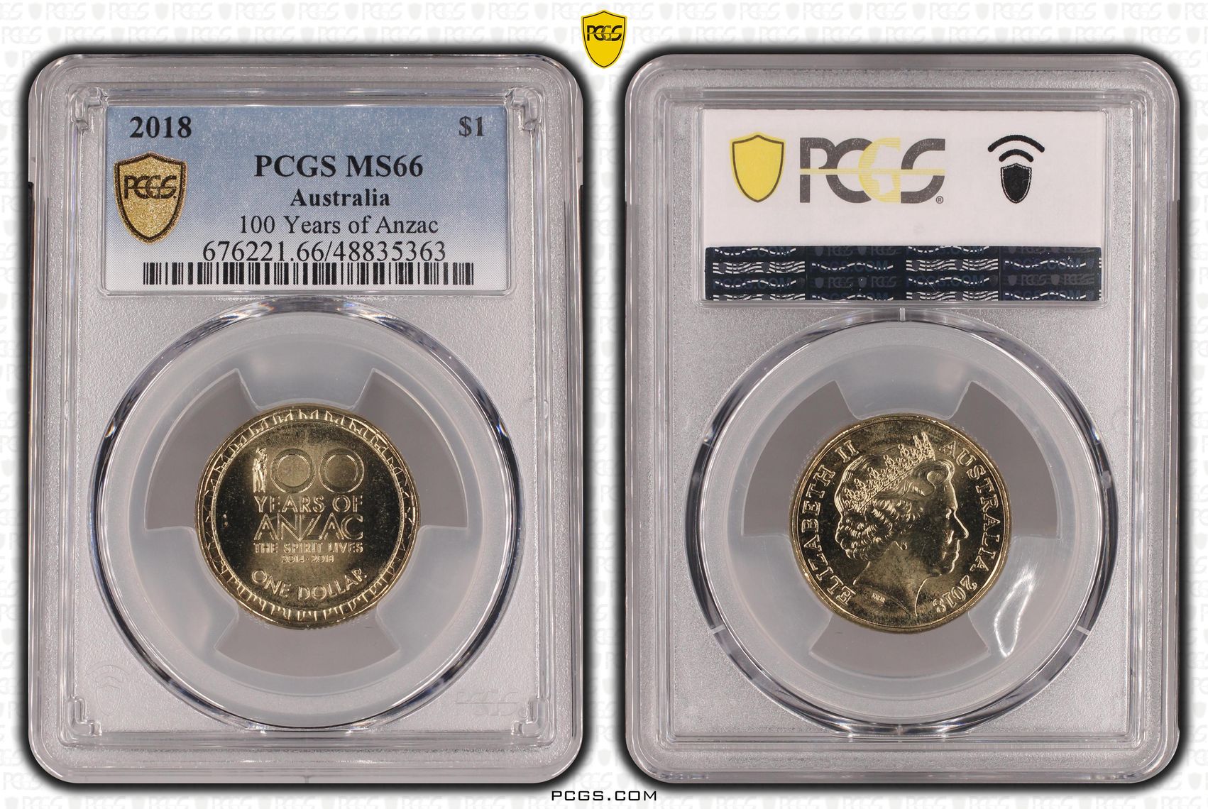 Elizabeth II, 100 Years of Anzac , One Dollar, 2018, PCGS MS66