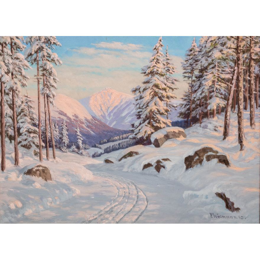 Paul Weimann | Zima – widok na Śnieżkę, 1943 r.