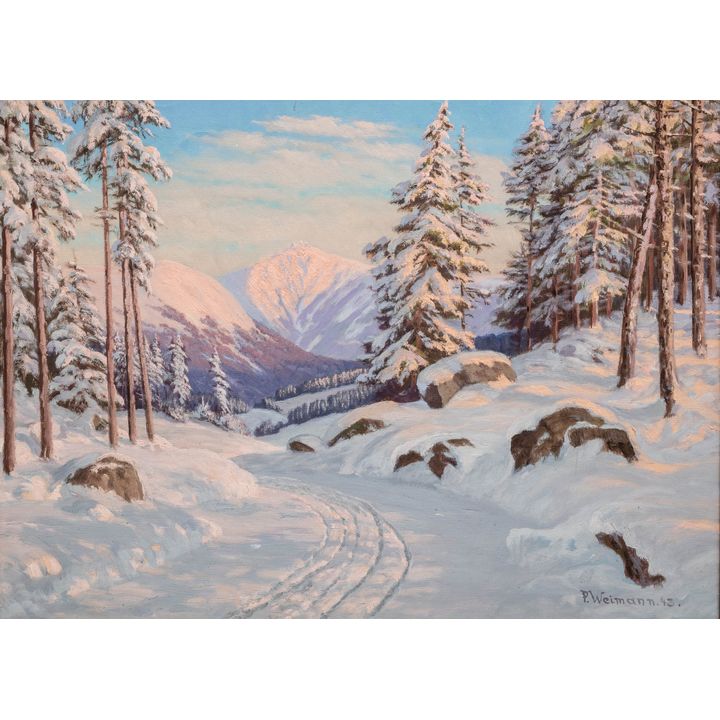 Paul Weimann | Zima – widok na Śnieżkę, 1943 r.