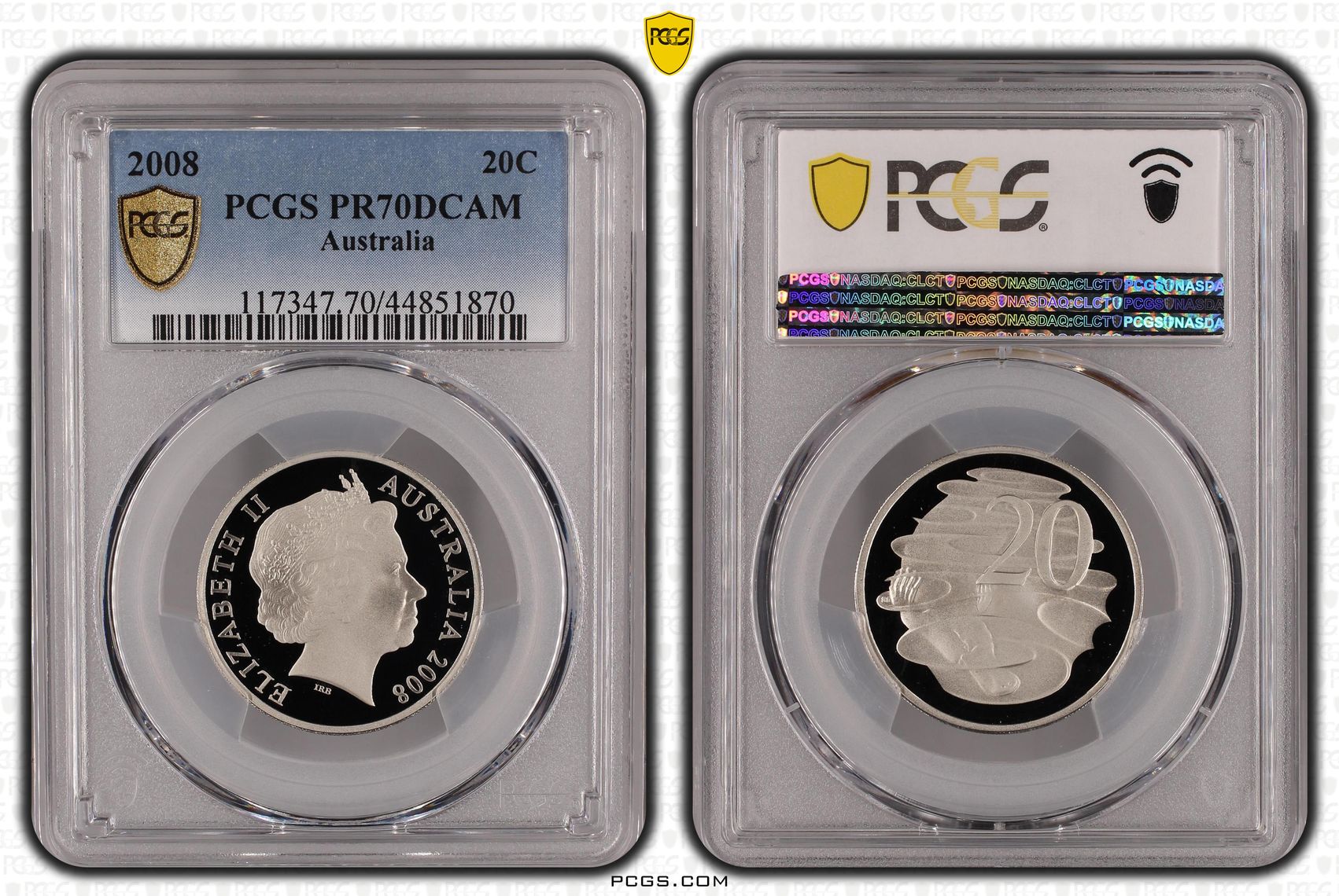 2008 Australian Twenty Cent, 20c Proof PCGS - PR70DCAM POP 45/0 -870