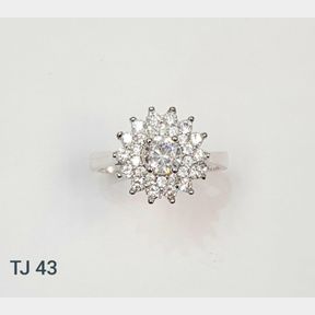 STERLING SILVER DOUBLE HALO CLUSTER RING WITH CUBICS