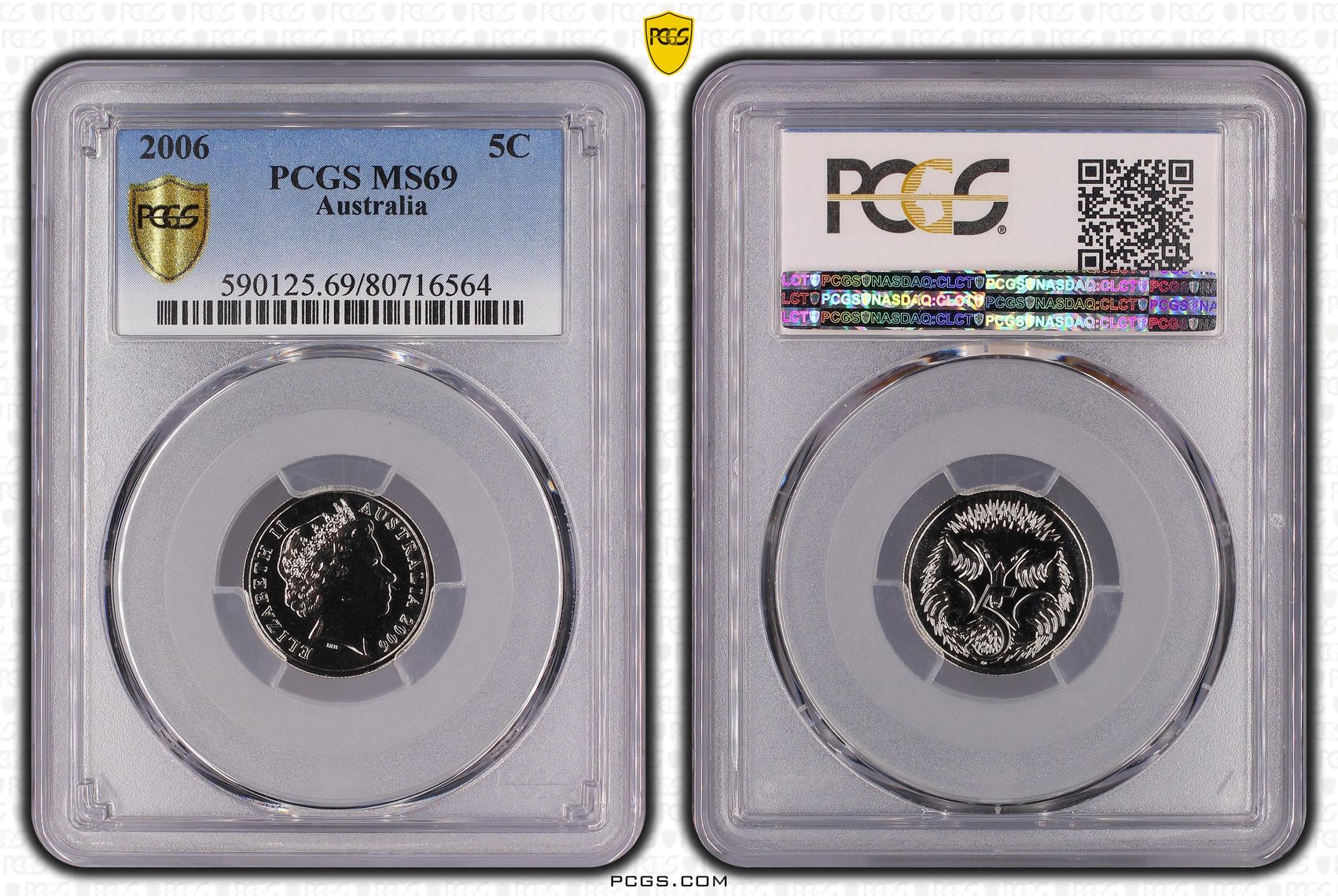 Elizabeth II, Five Cent, 2006, PCGS MS69