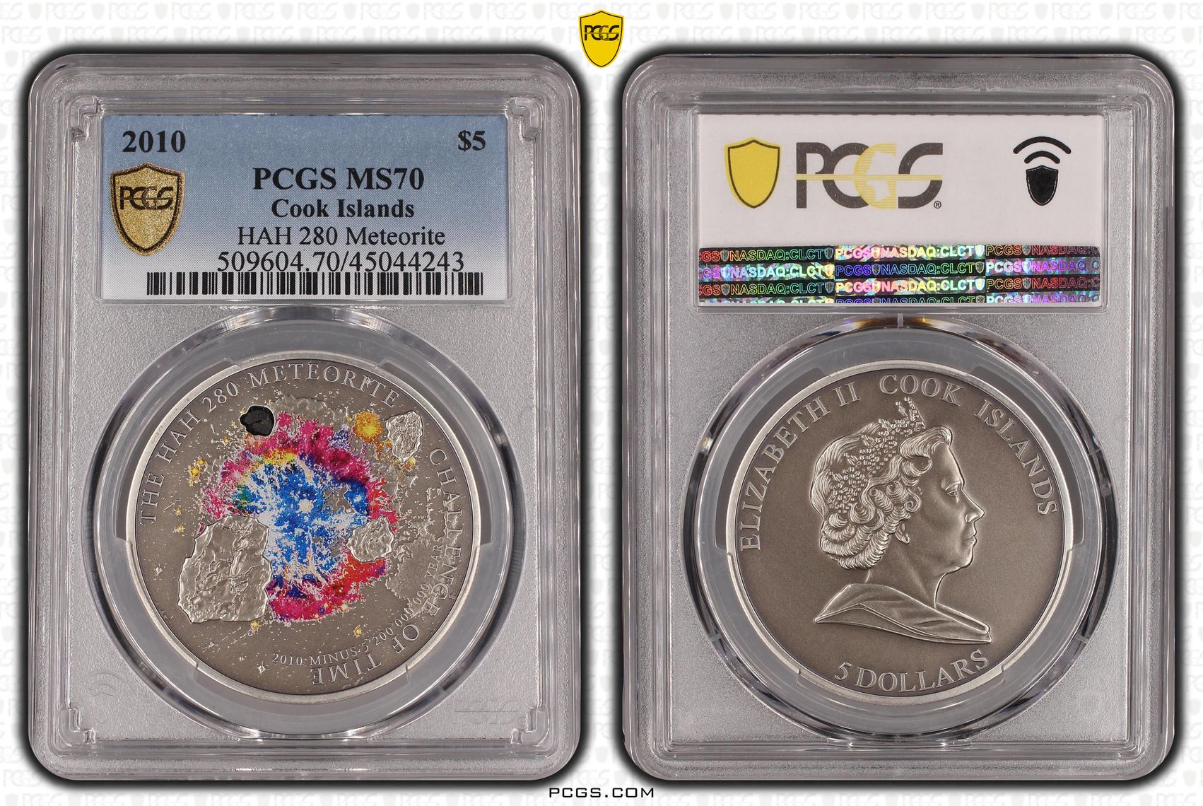 2010 Cook Islands Five Dollar, $5 HAH 280 Meteorite PCGS - MS70 POP 1/0 -243