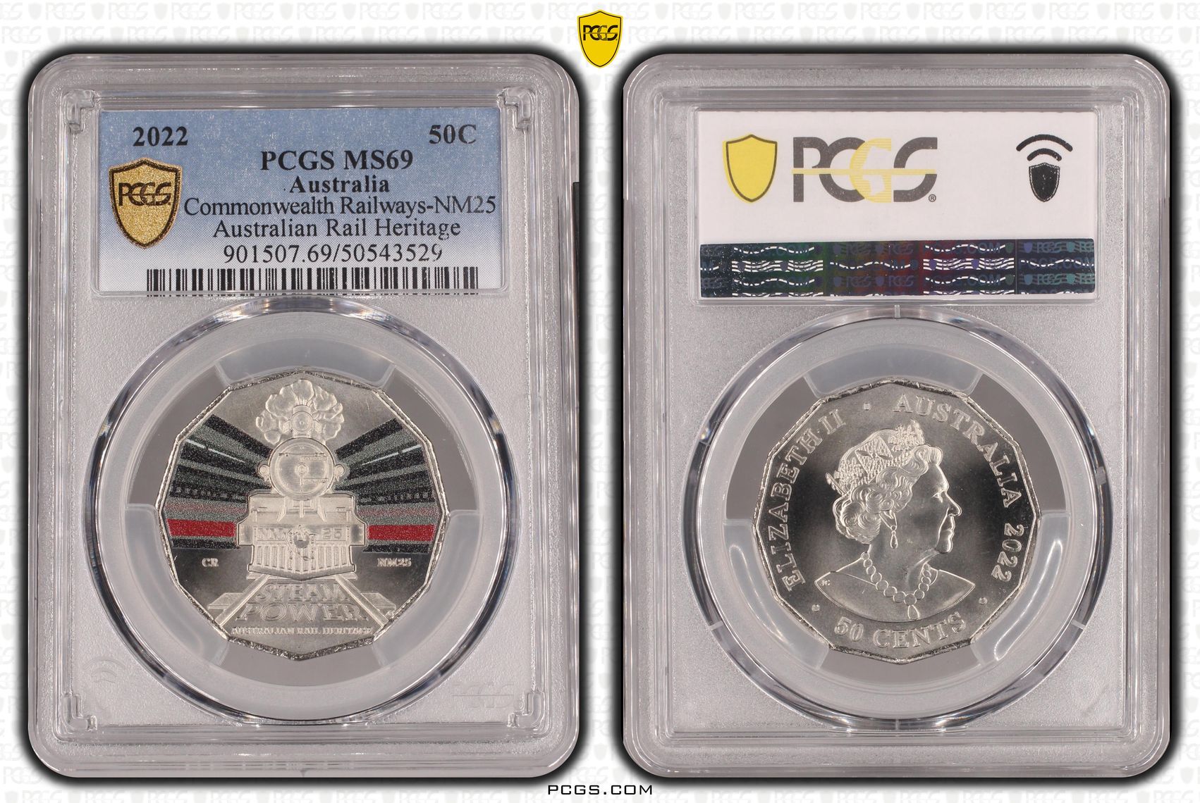 Commonwealth Railways-NM25 - Australian Rail Heritage, Fifty Cent, 2022, PCGS MS69
