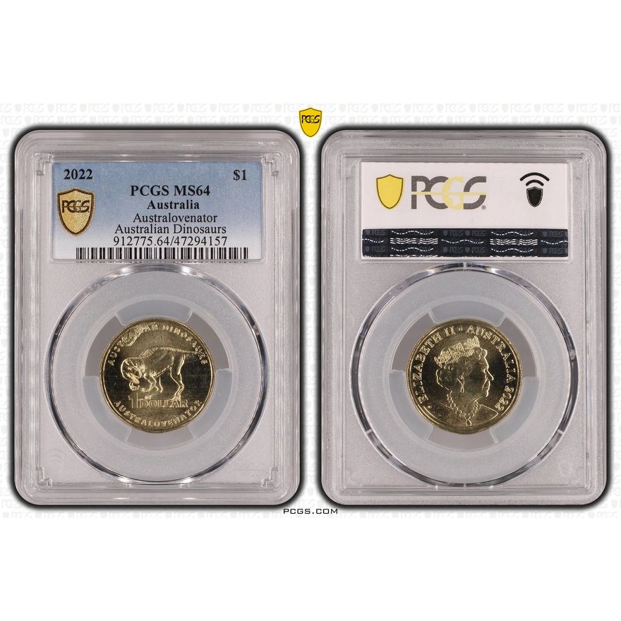 Elizabeth II, Australovenator, One Dollar, 2022, PCGS MS64