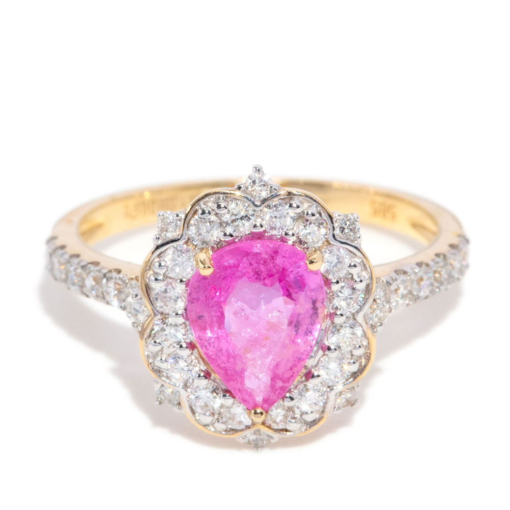 55 · 1.22 Carat Pink Sapphire & Diamond 14ct Gold Ring
