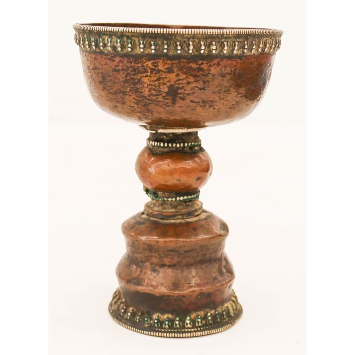 Tibetan 18th Cent. Copper Butter Lamp 5.5''x3.75''