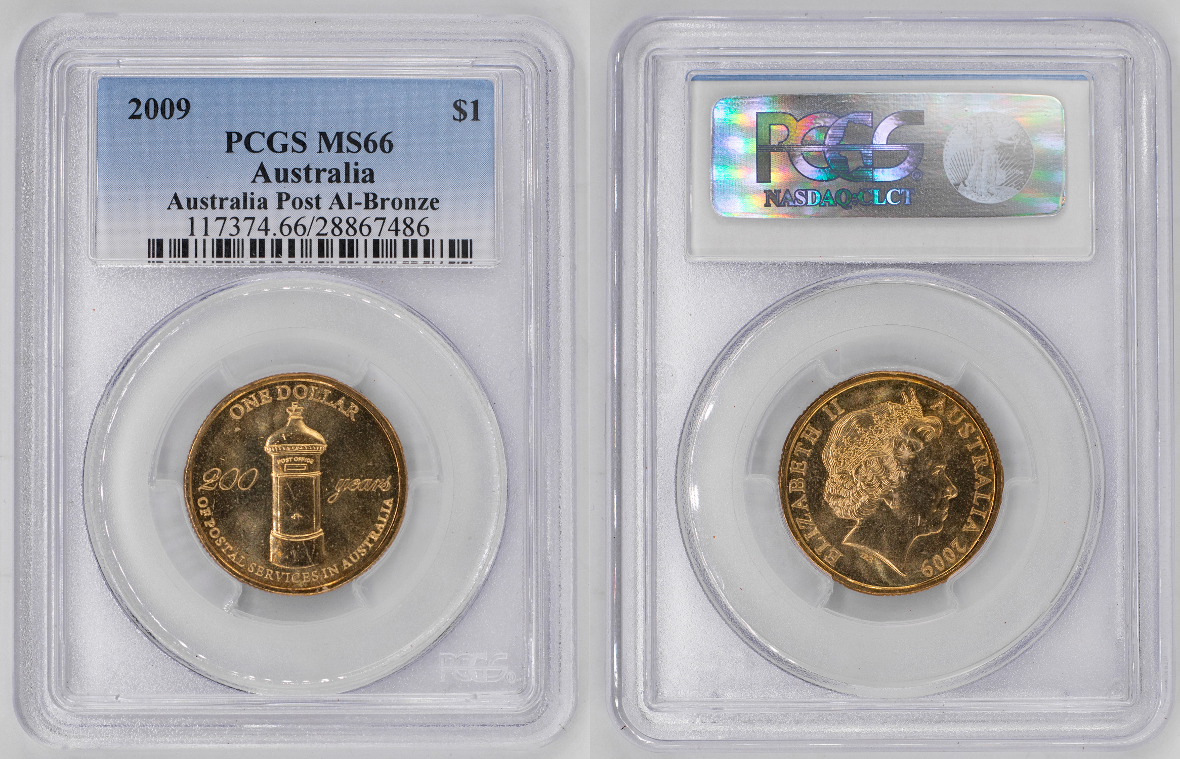 Elizabeth II, Australia Post Al-Bronze, One Dollar, 2009, PCGS MS66