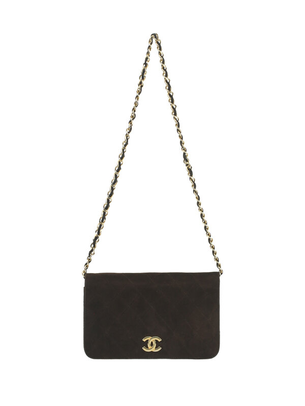 Chanel Brown Quilted Suede Shoulder Bag