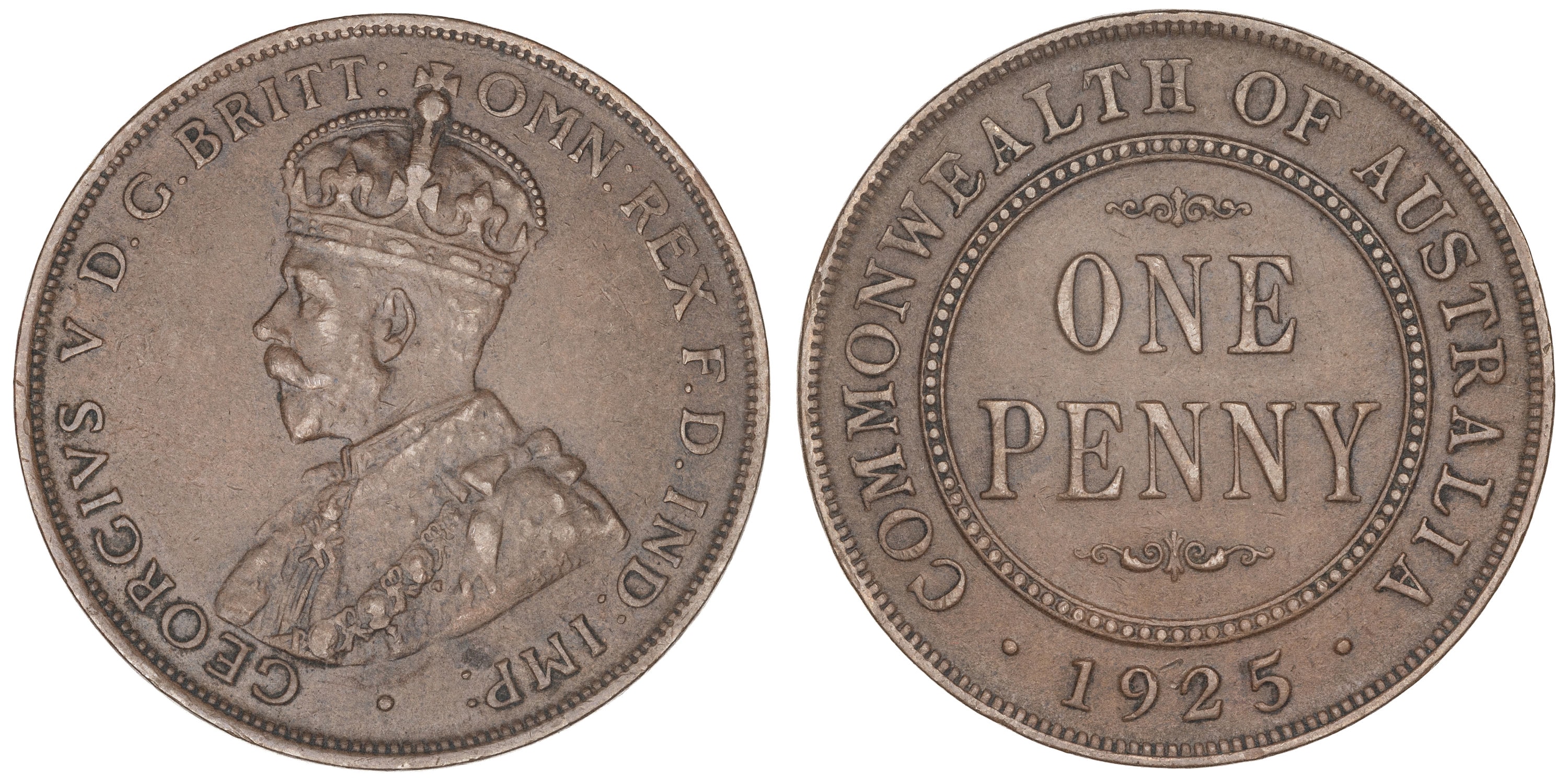 George V, Penny, 1925, gVF