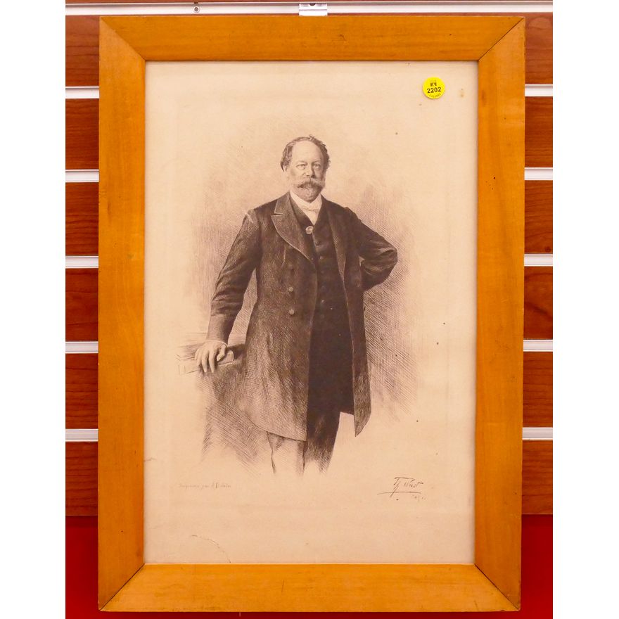 T.H. Wust Portrait Etching Framed- 20x14.5''