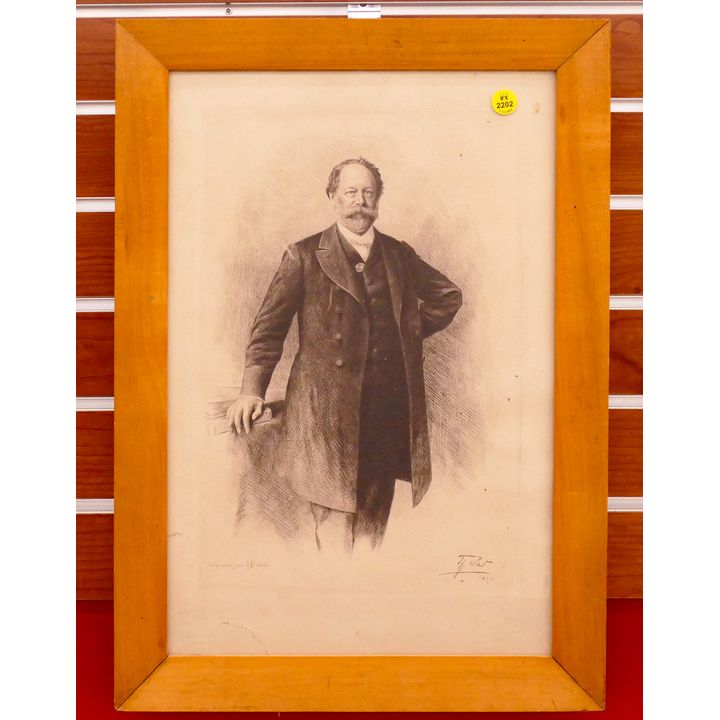 T.H. Wust Portrait Etching Framed- 20x14.5''