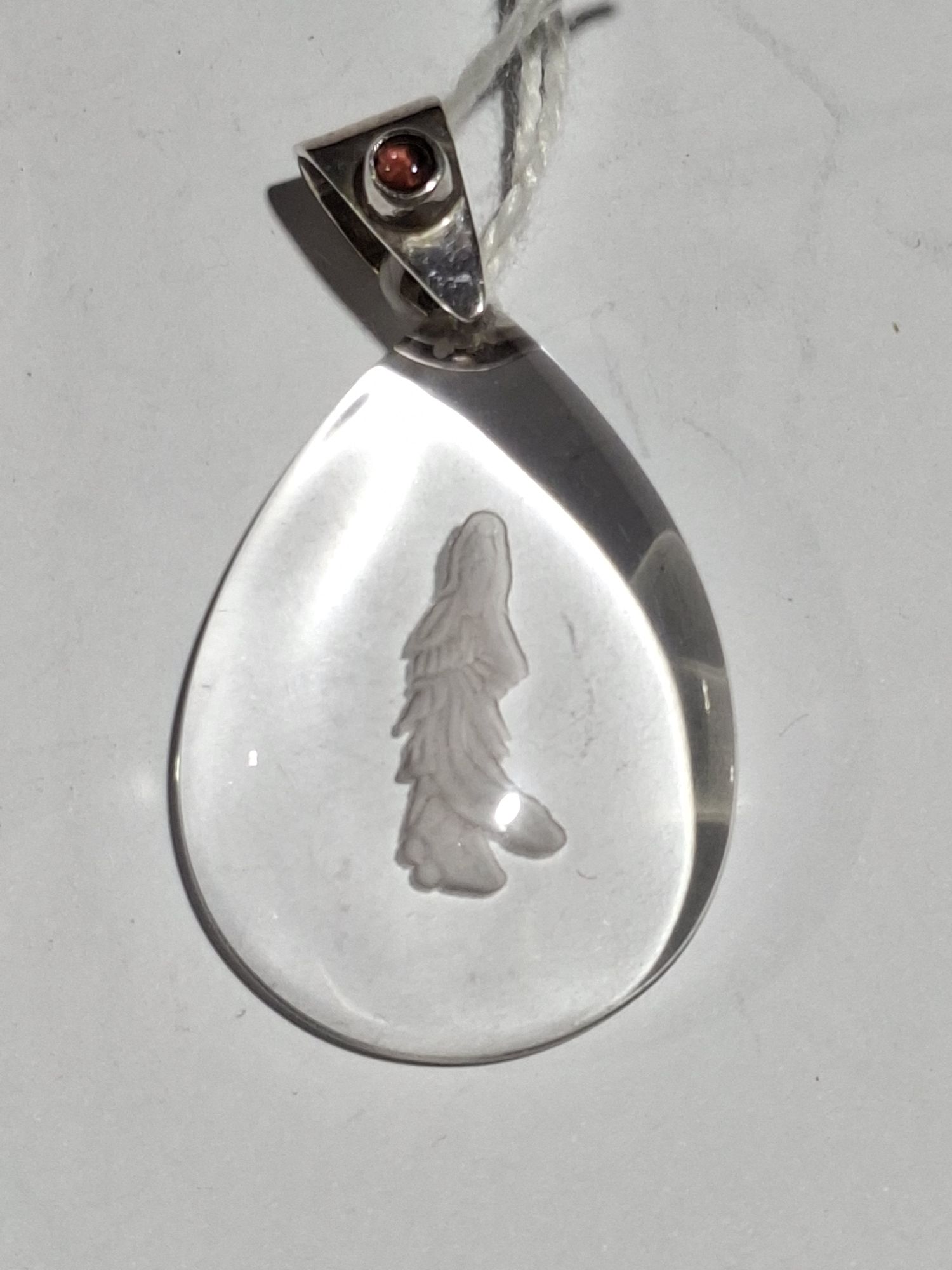 Sterling Silver Intaglio Quartz Pendant