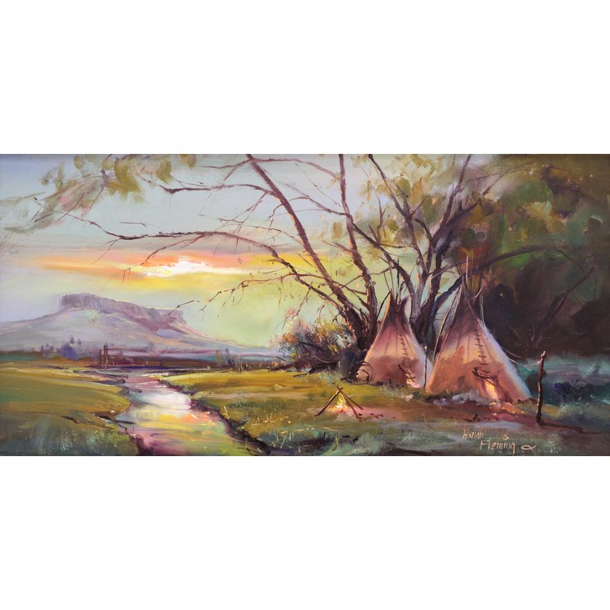 Hulan Fleming ''Teepees at Sunset'' Oil