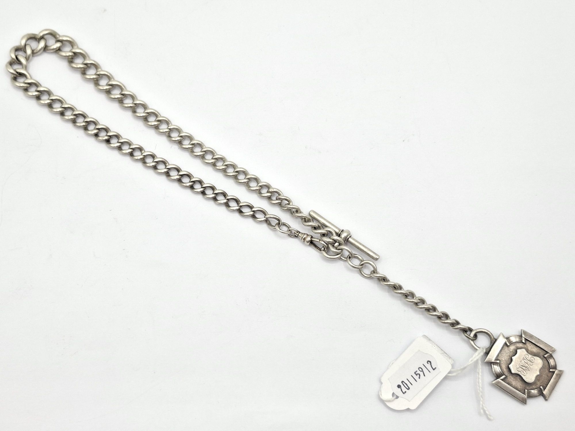 231 · EDWARDIAN STERLING SILVER FOB CHAIN