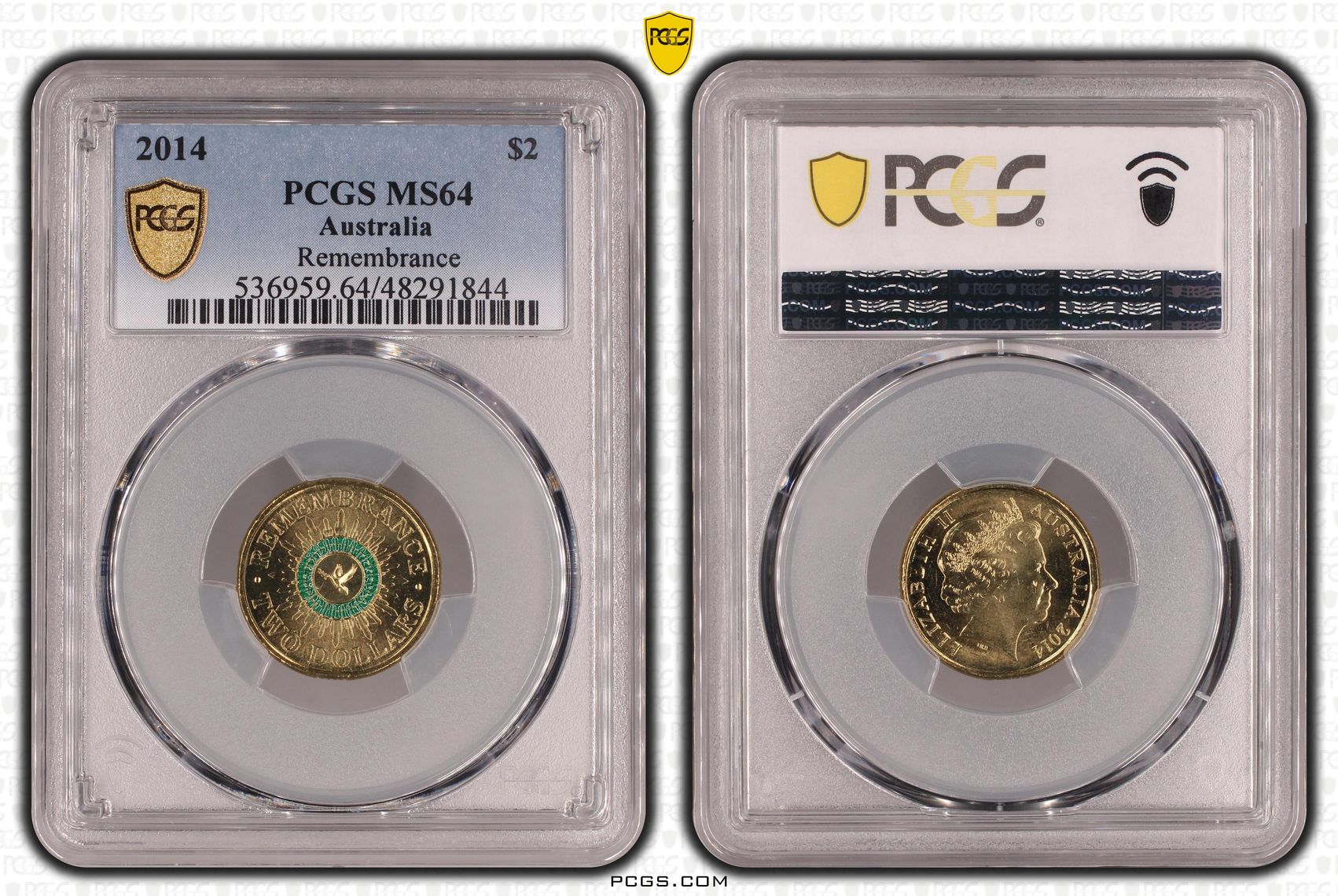 Elizabeth II, Remembrance - Colorized, Two Dollar, 2014, PCGS MS64