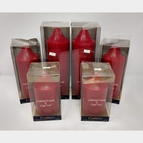 Lot of 6 Cranberry Colonial Candle of Cape Cod Unscented Candles NEW