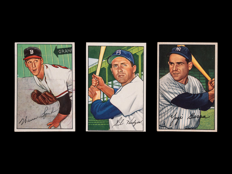 A Group of Three 1952 Bowman Hall of Fame Baseball Cards,