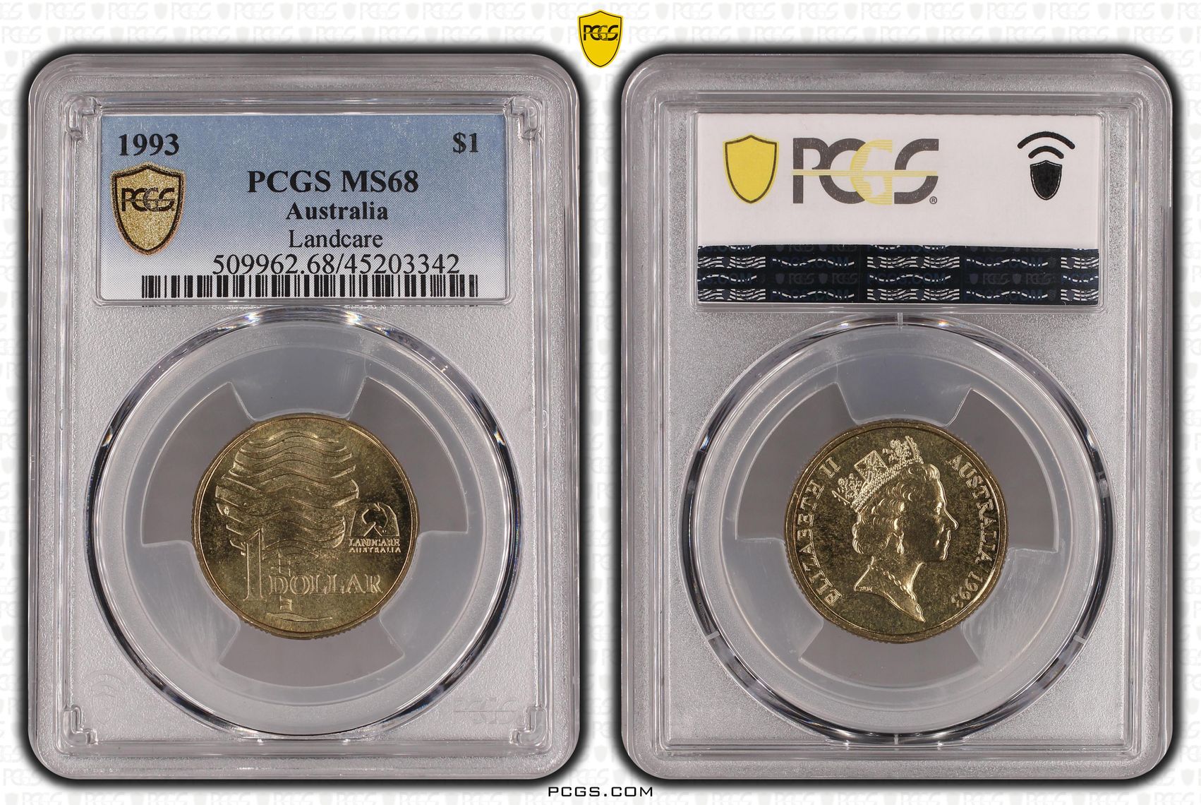 Elizabeth II, Landcare, One Dollar, 1993, PCGS MS 68