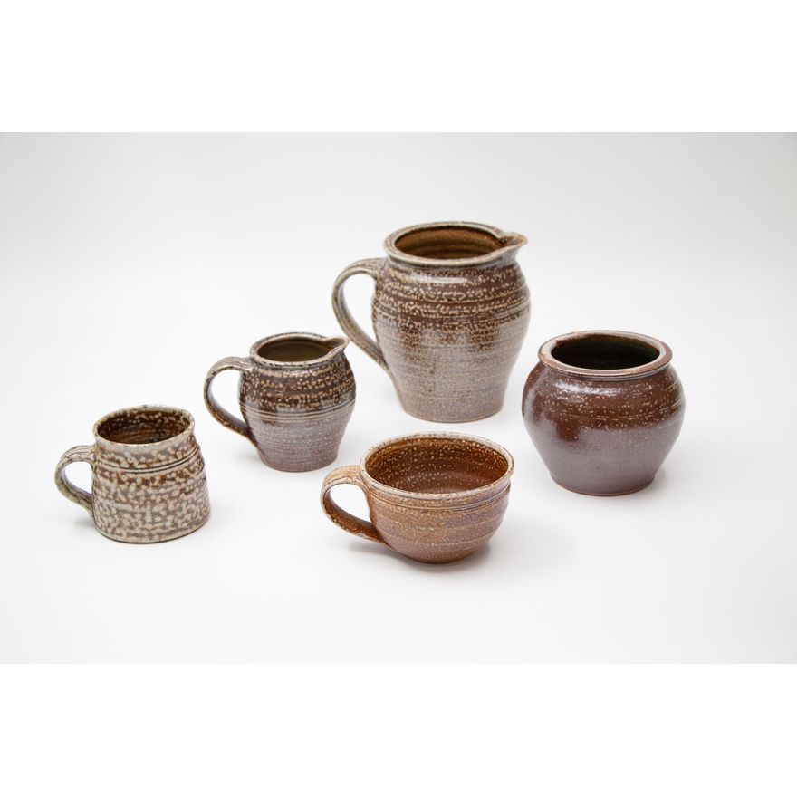 Hillside Pottery (Renton and Rosie Murray) - Collection of five small salt glazed pots