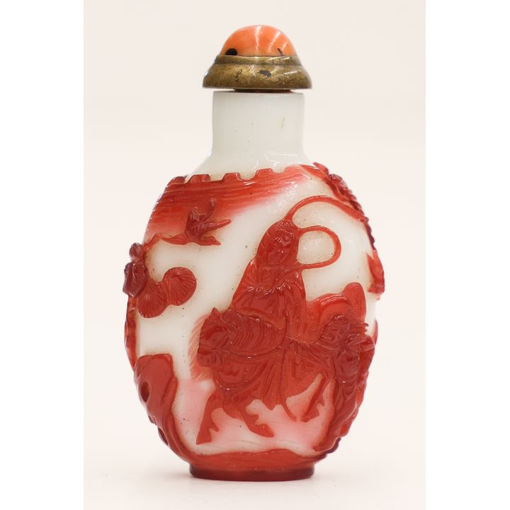 Chinese 18th Cent. Peking Overlay Glass Snuff Bottle