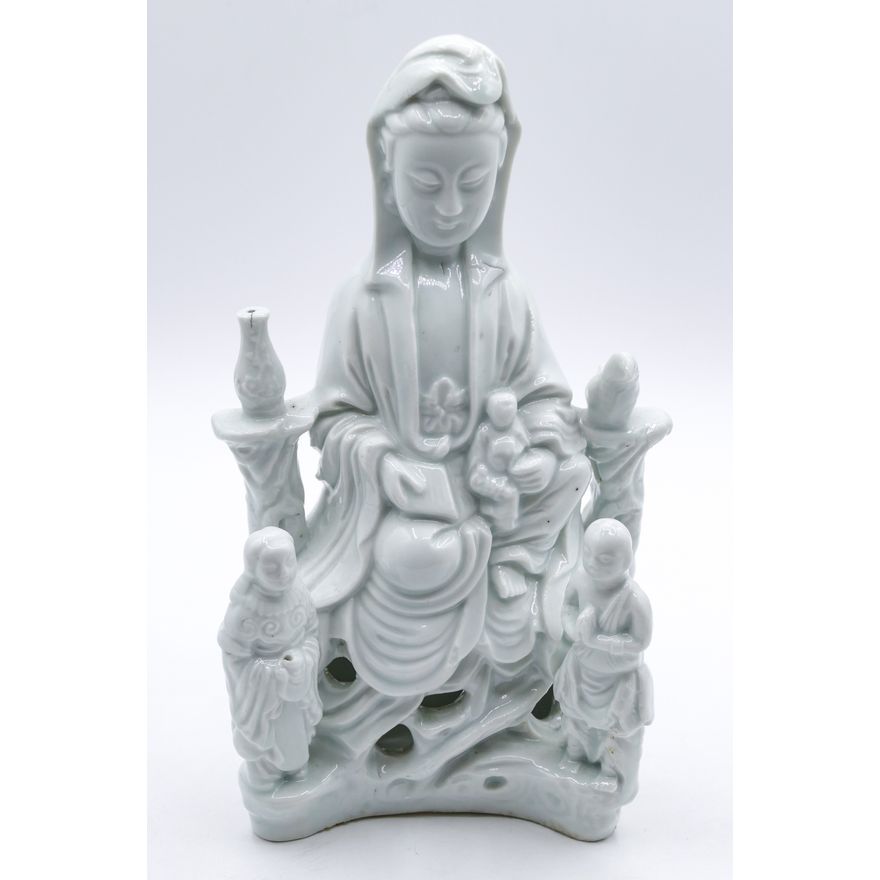 Chinese Blanc de Chine Seated Guanyin 9''