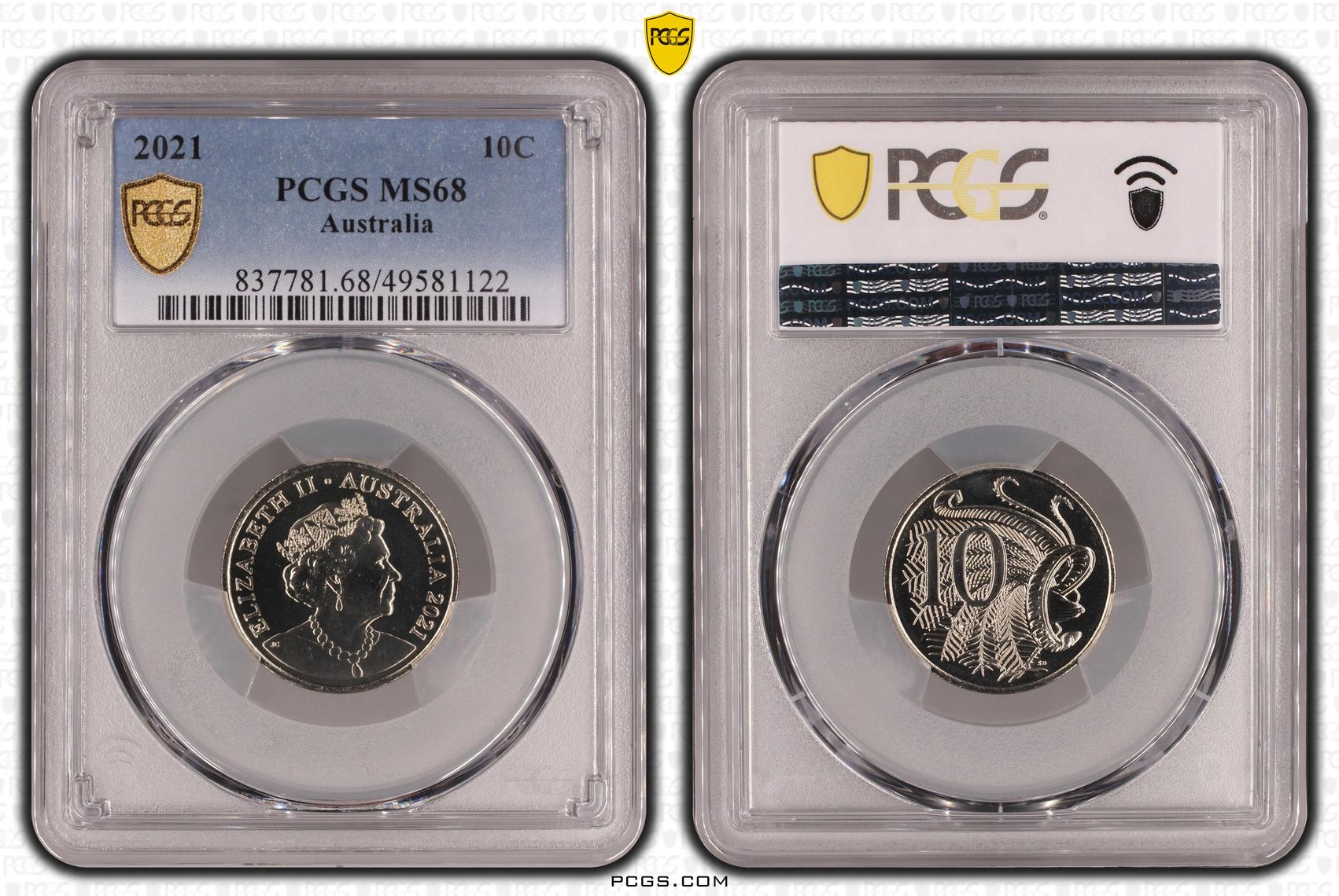 249 · Elizabeth II, Ten Cent, 2021, PCGS MS68