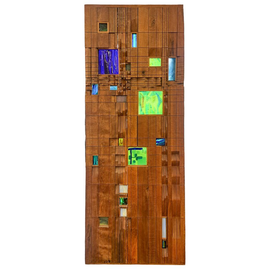 Leroy Setziol ''Grid Wall Relief with Glass Inclusions"