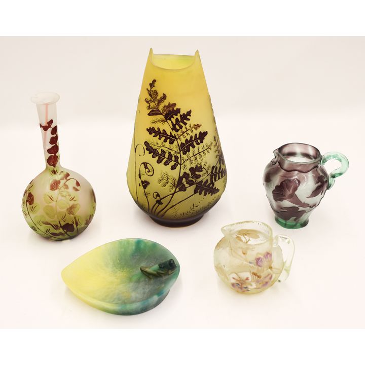 5pc Assorted French Cameo Glass Pieces