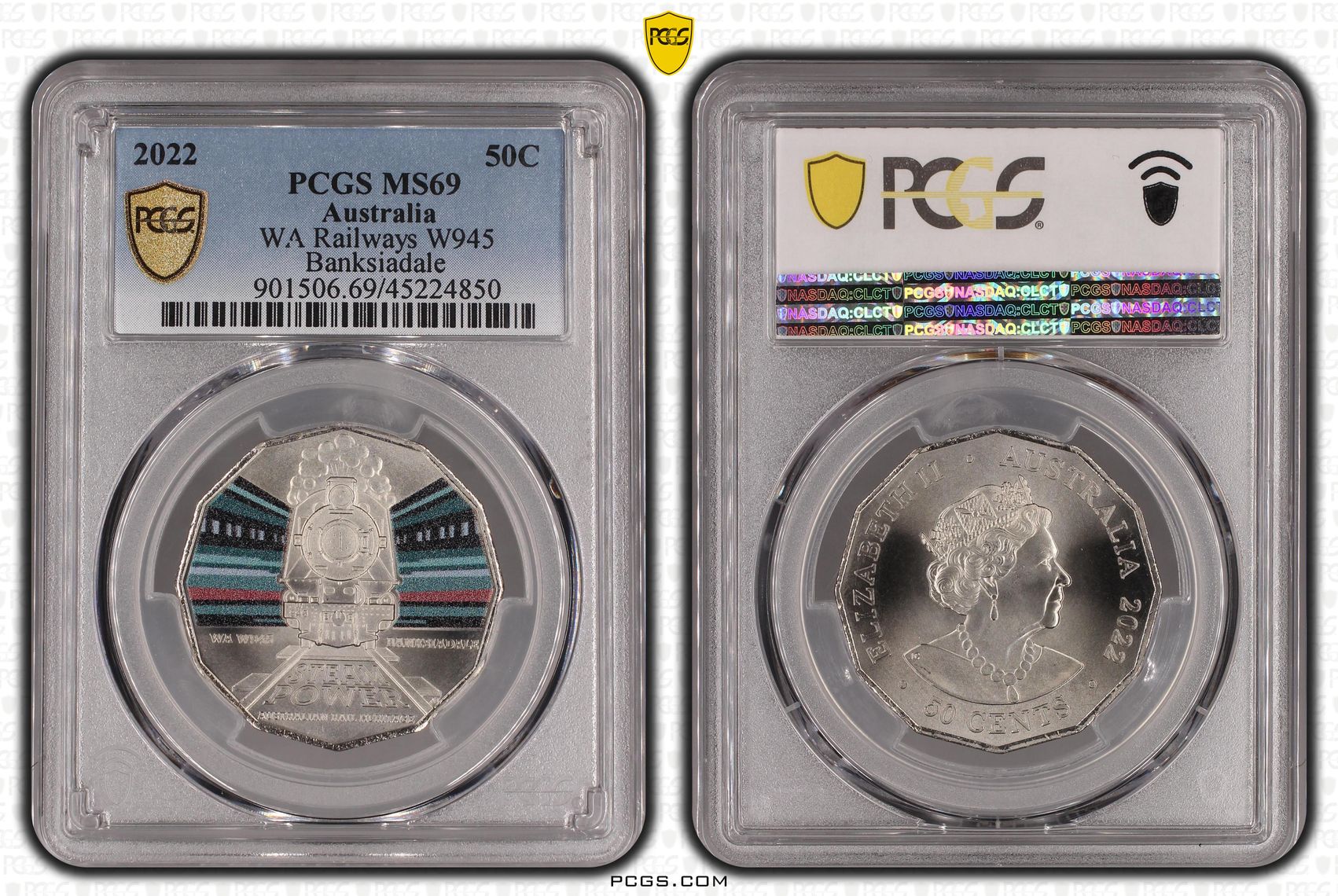 WA W945 Banksiadale, Fifty Cent, 2022, PCGS MS 69