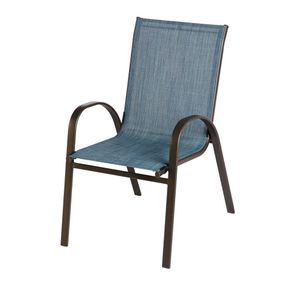 STYLEWELL MIX AND MATCH STACKABLE BROWN STEEL SLING OUTDOOR PATIO DINING CHAIR IN DENIM