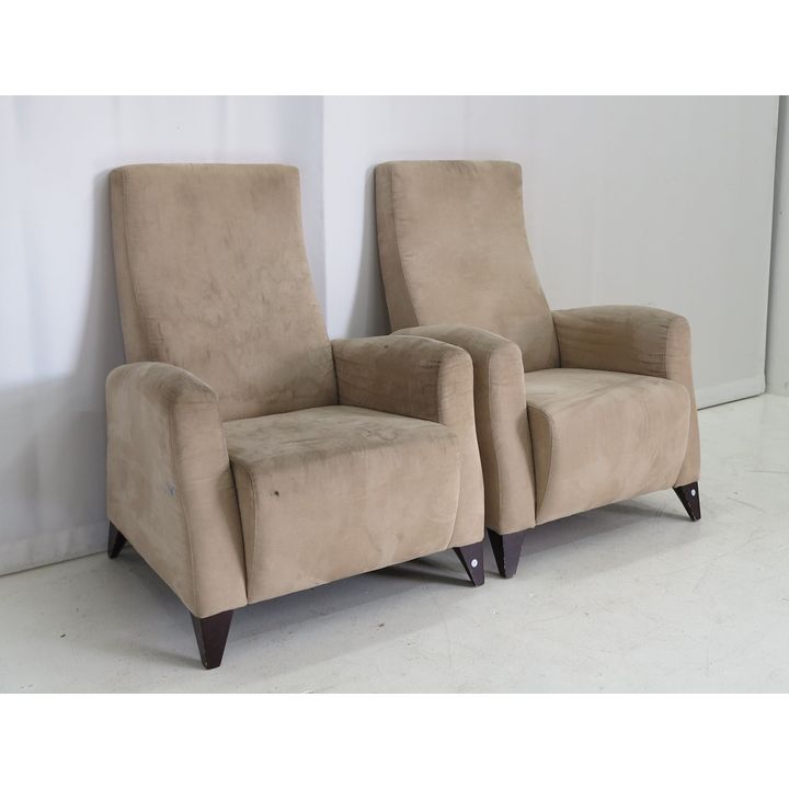 PAIR OF UPHOLSTERED ARMCHAIRS