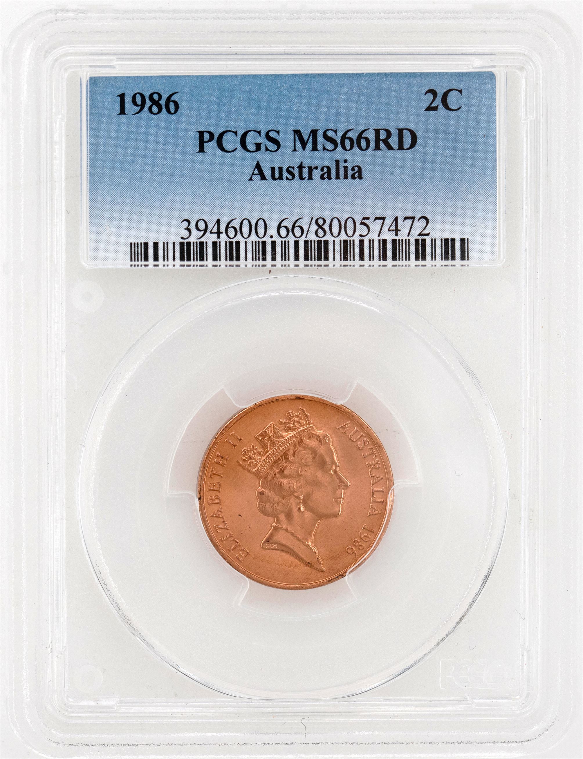 1986 Australia Two Cent, 2c PCGS - MS66RD -472