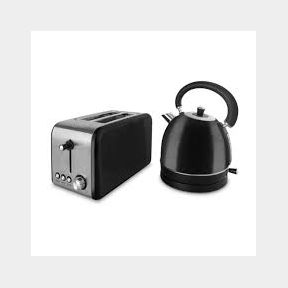 Mellerware Crimson Toaster & Stainless Steel Kettle Pack - Black/Silver -51727/530 Bar 6002674011690 B3 (S2)