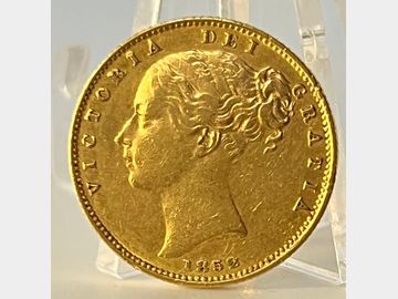 1852 VICTORIA YOUNG HEAD LONDON MINT SHIELD GOLD SOVEREIGN