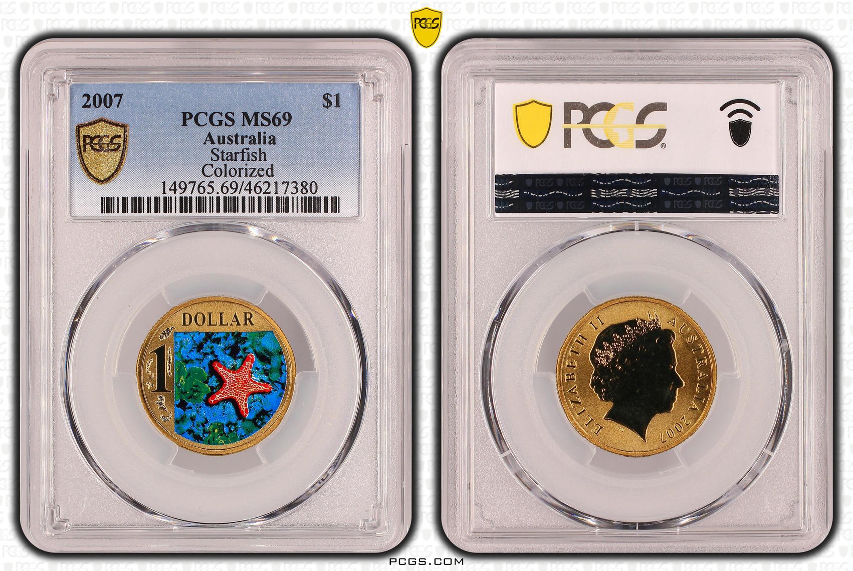 Elizabeth II, Starfish, POP 12/0, One Dollar, 2007, PCGS MS 69