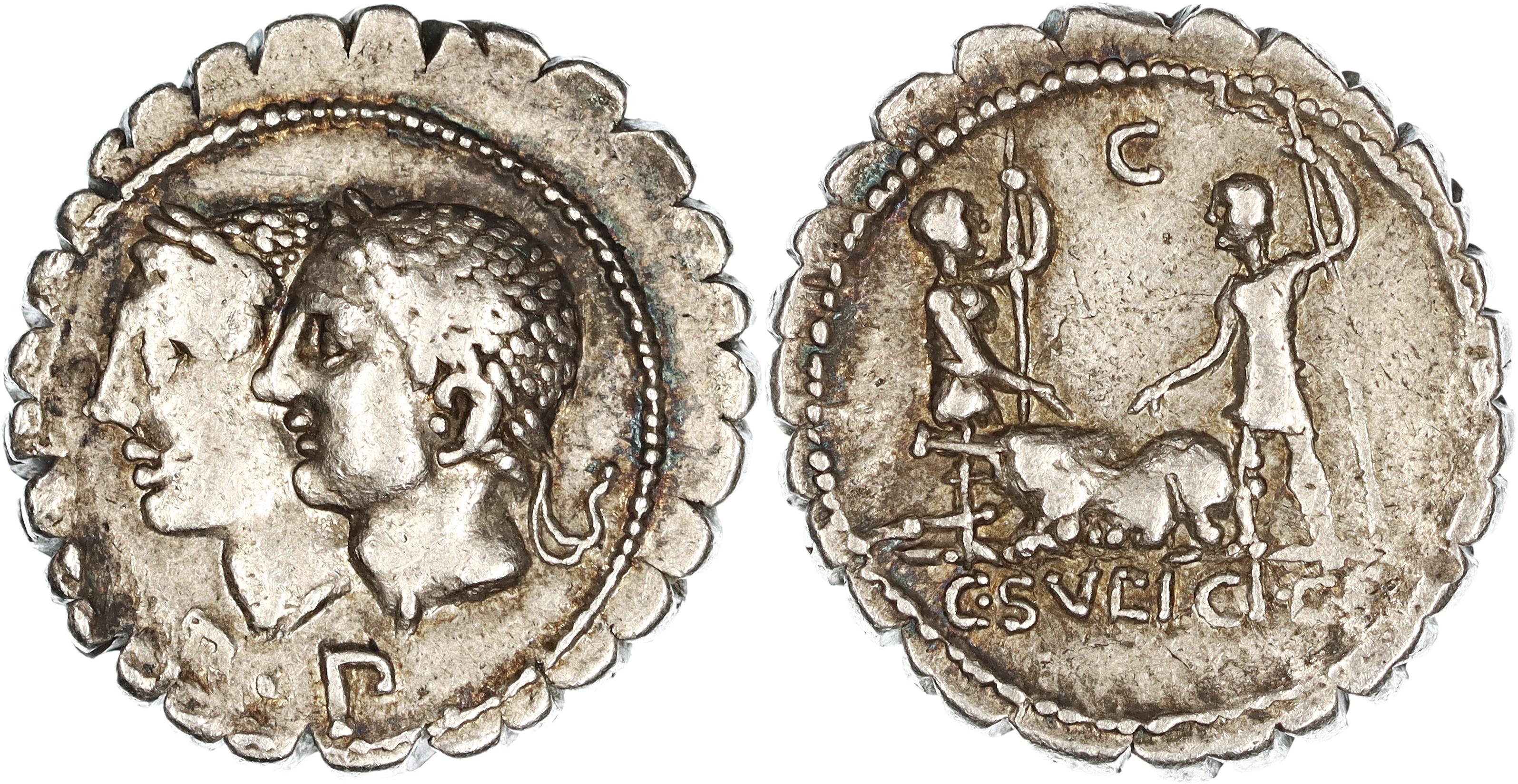 Roman Republic, C. Sulpicius C.f., Silver Denarius, 106 BC, nVF