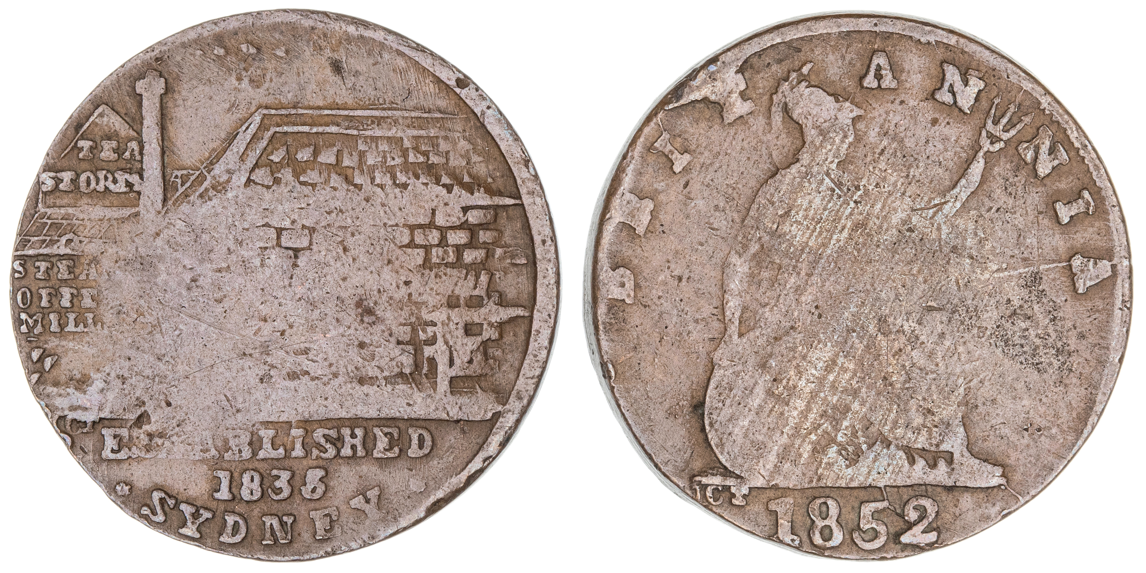 474 · Peek Tea Stores, Sydney, NSW, Halfpenny, 1852, Fine