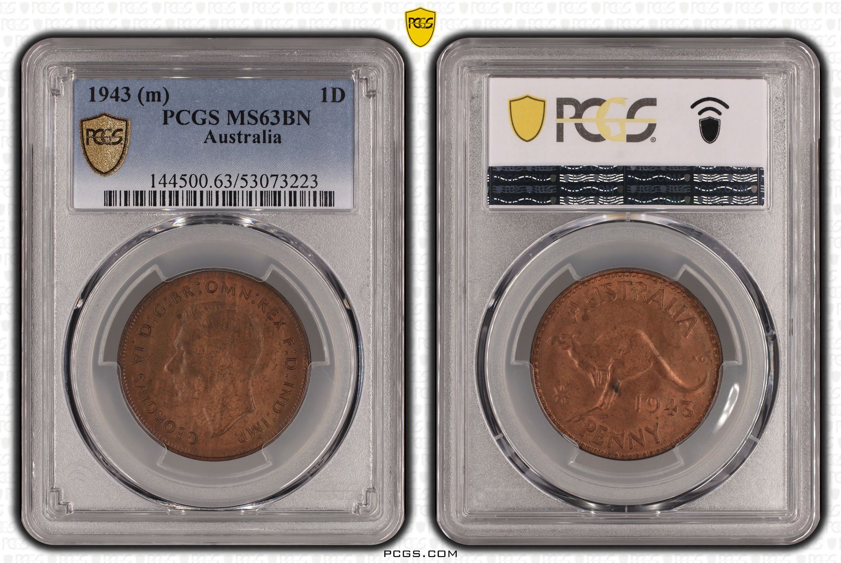 George VI, Penny, 1943, PCGS MS63BN