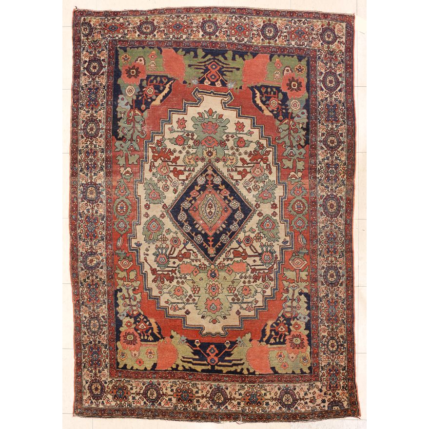 Antique Persian Medallion Floral Oriental Rug