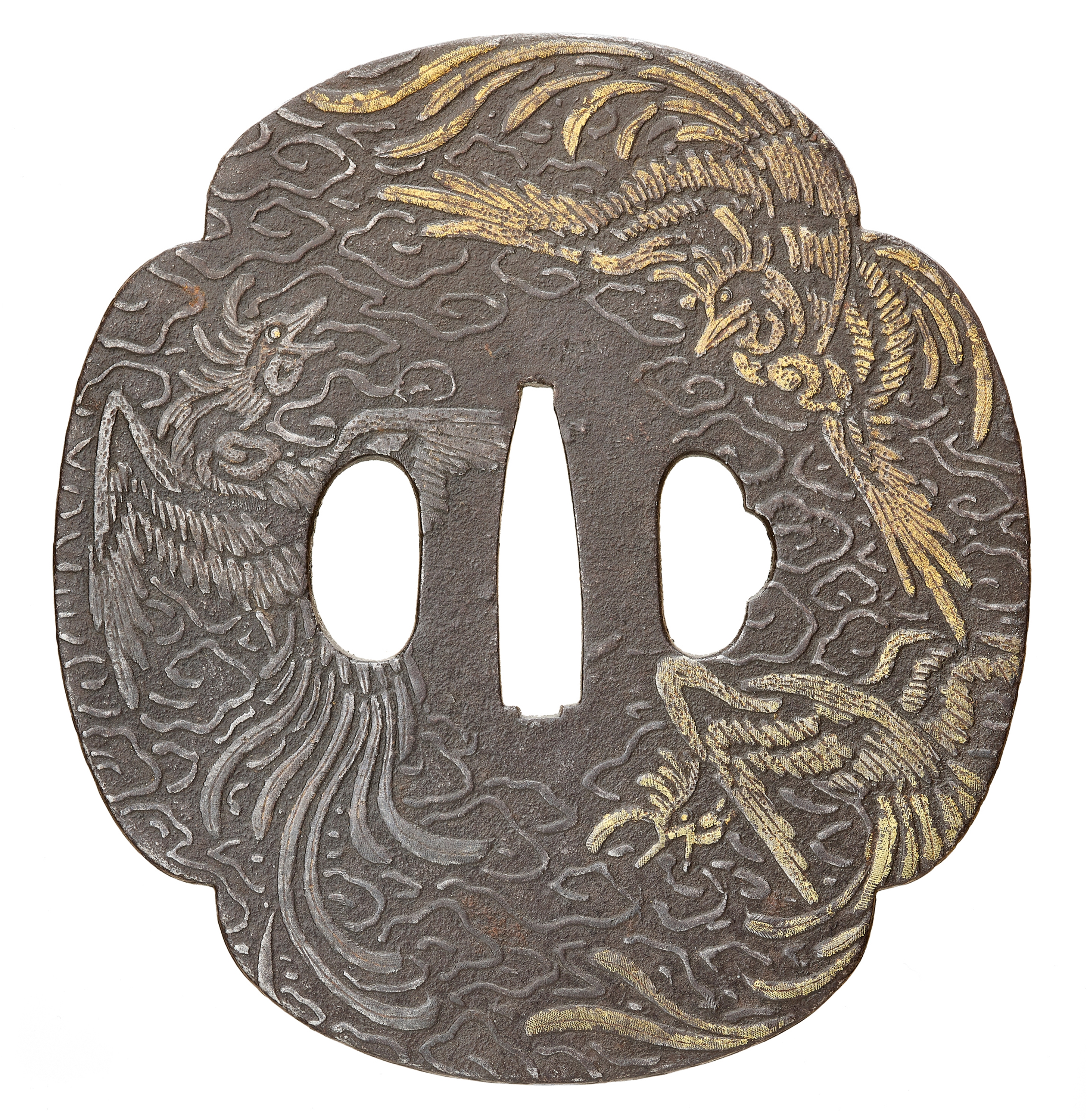 A very large and thin iron tsuba. Edo period (1603-1868)